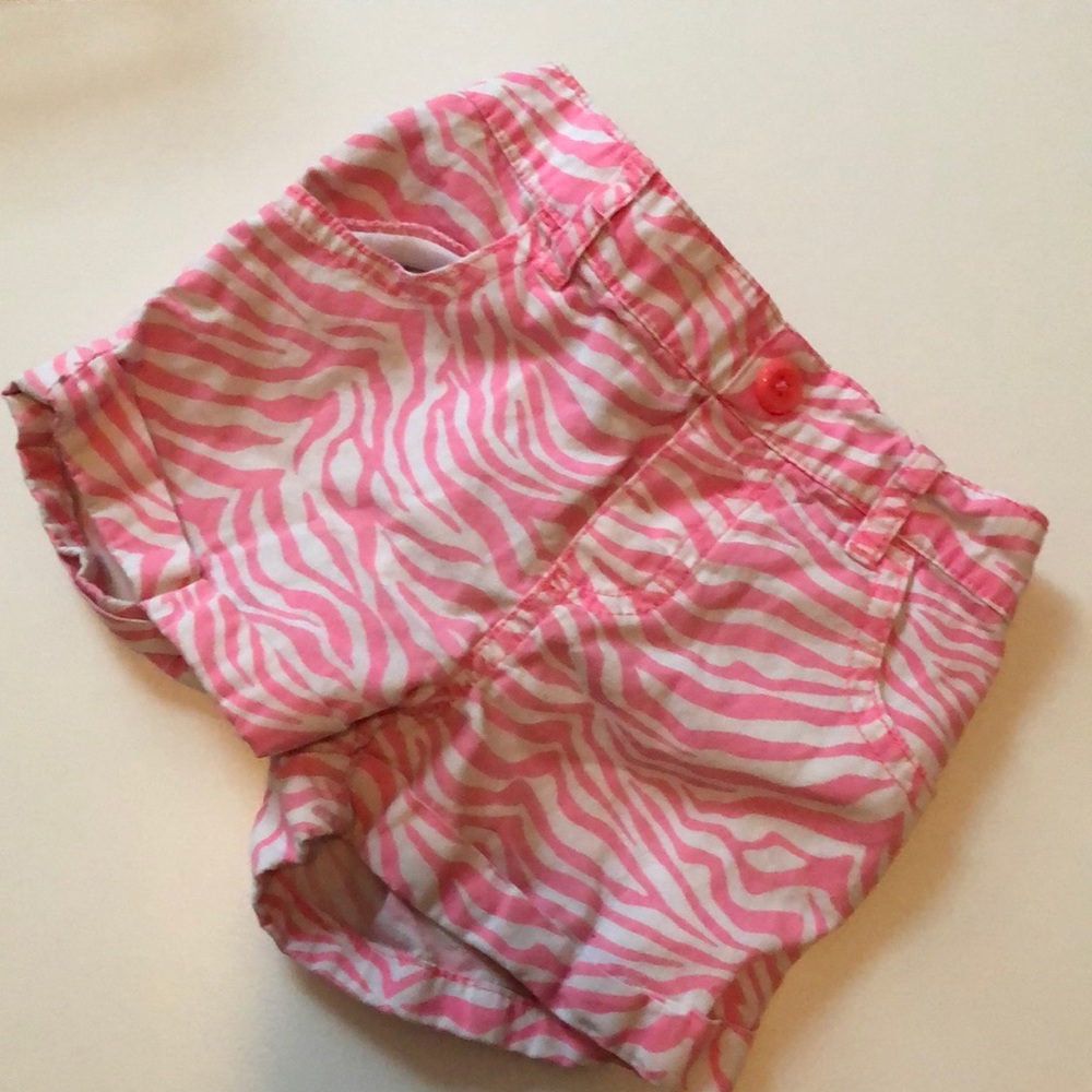 Pink and White Zebra Shorts 3T